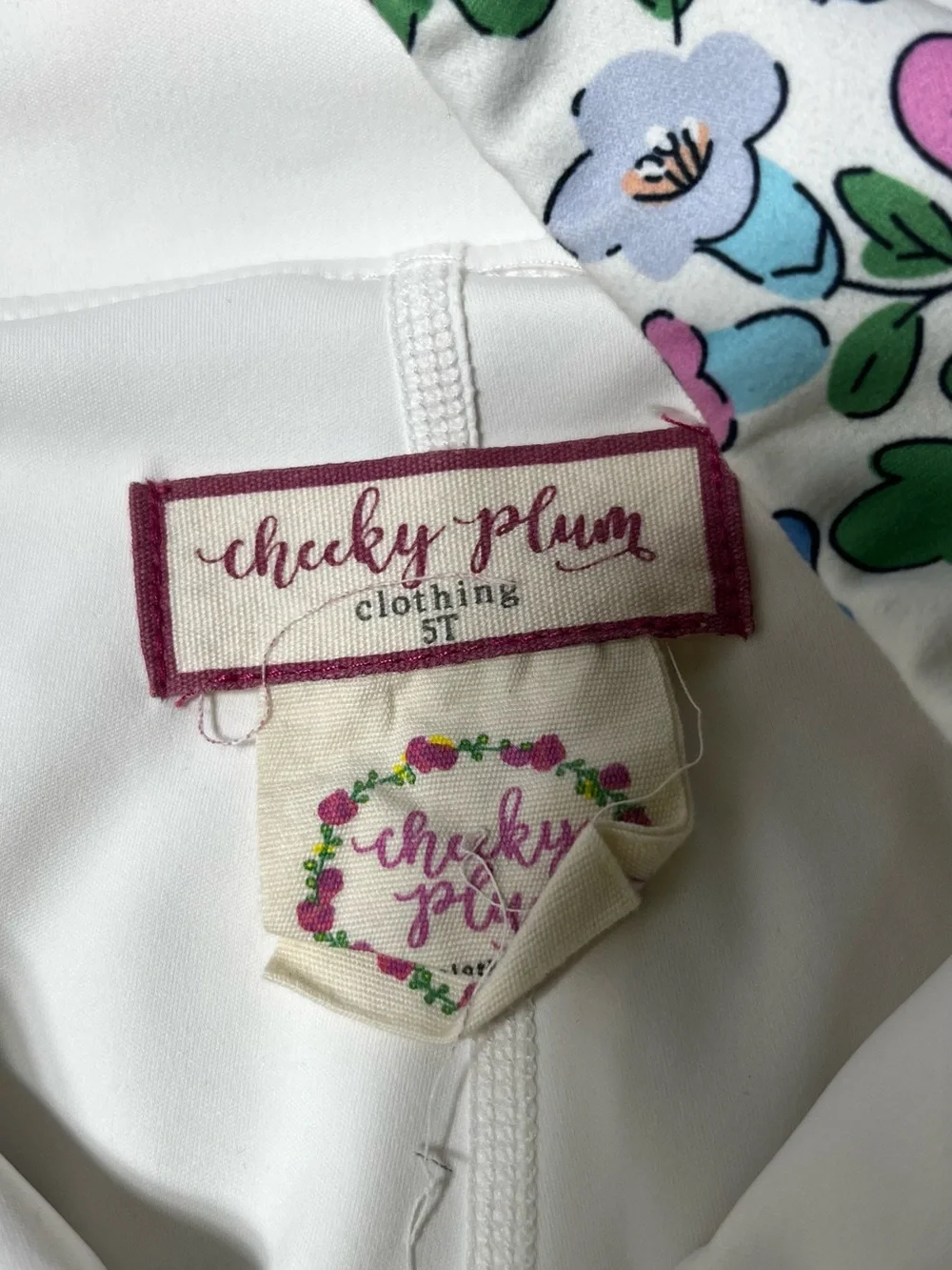 cheeky plum Floral Two-Piece Skort Set in White with Pink, Blue & Green